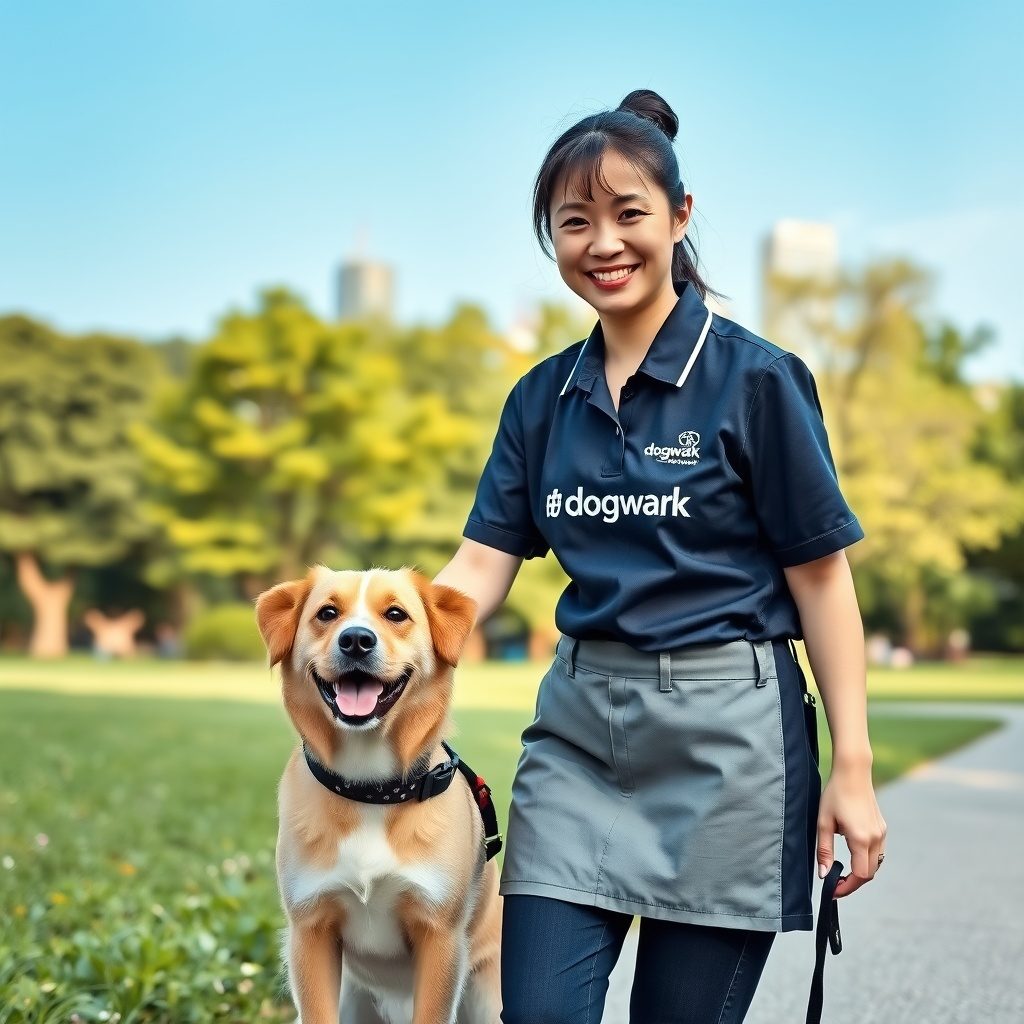 犬の散歩をするスタッフ